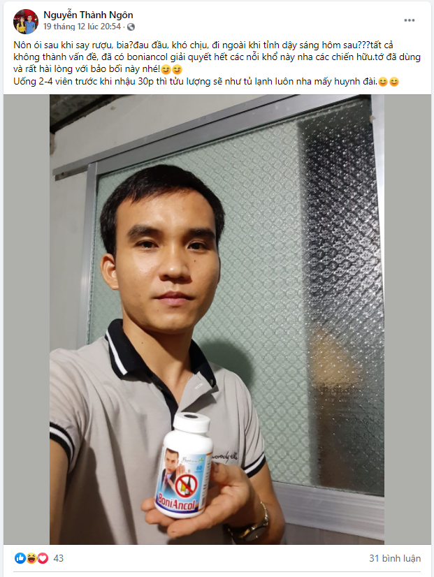 Anh Ngôn đã chia sẻ cách chống say rượu của mình trên trang facebook cá nhân. 